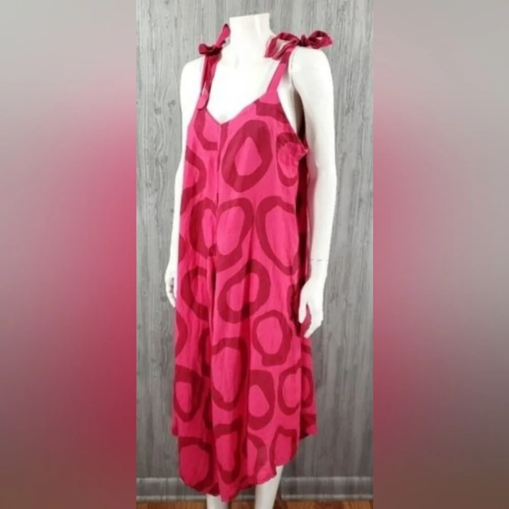 Pure Italian Linen Strawberry Pink Jumpsuit Overall - Picture 2 of 5